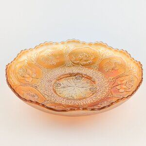 Vintage Fenton Carnival Glass Dragon Lotus Ice Cream Bowl Marigold Iridescent